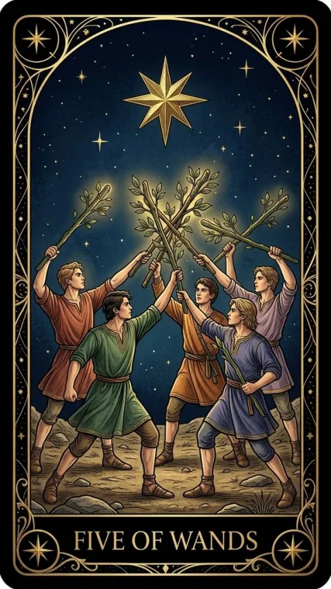 П'ятірка Жезлів (Five of Wands)