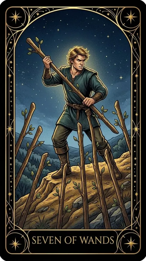 Сімка Жезлів (Seven of Wands)