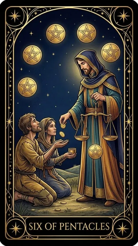 Шістка Пентаклів (Six of Pentacles)