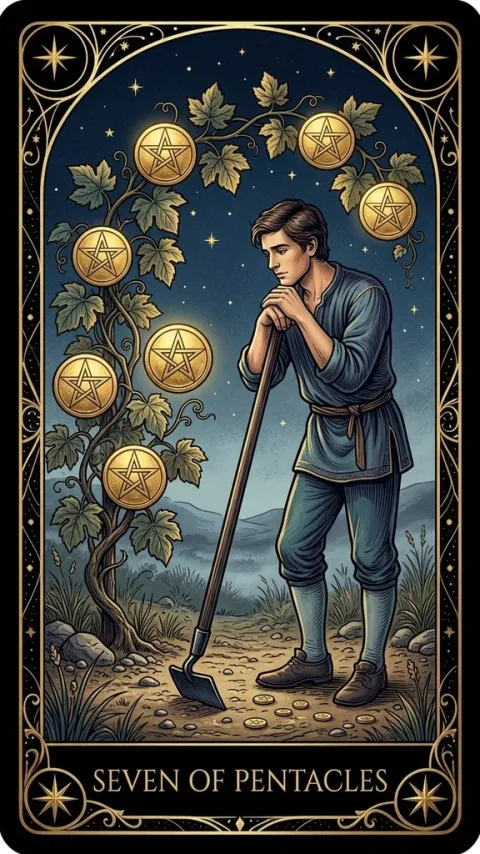 Сімка Пентаклів (Seven of Pentacles)